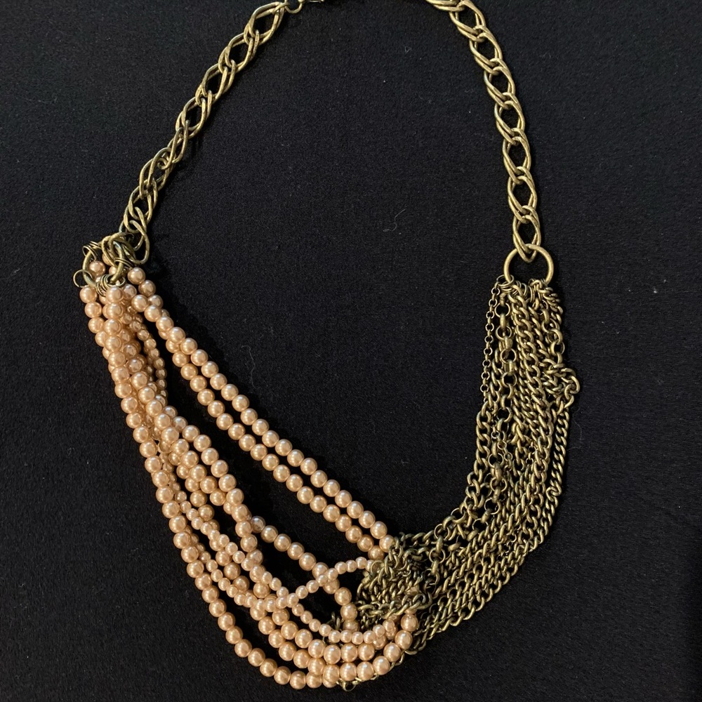 Necklace Gold Pink Chains